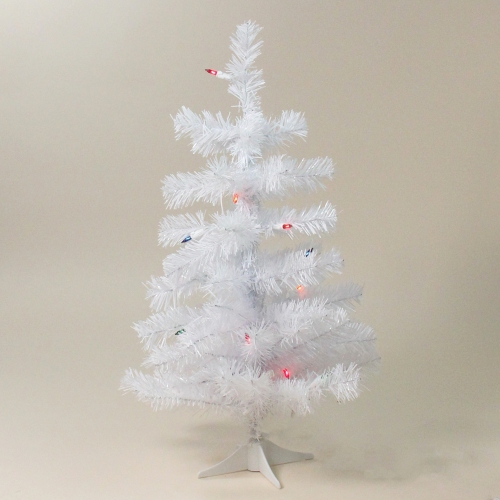 NORTHLIGHT  2' X 12" Pre-Lit Slim Tinsel Artificial Christmas Tree - Multi Lights In White