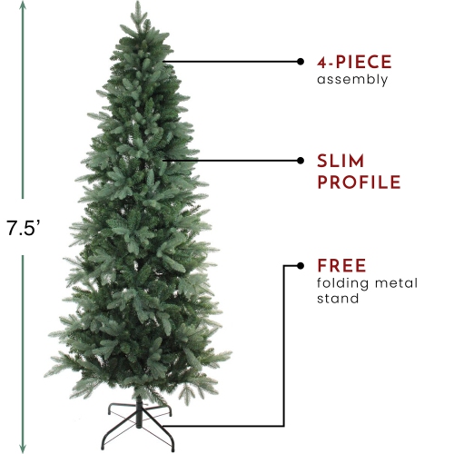 7.5' Green Slim Washington Frasier Fir Artificial Christmas Tree - Unlit