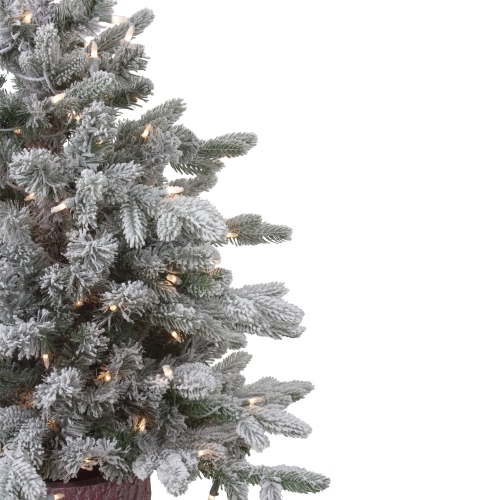 Arbre de Noël artificiel en épinette de Saratoga dans un pot illuminé de 4 pi – lumières transparentes