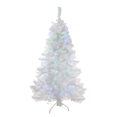 6.5' Pre-Lit White Medium Iridescent Pine Artificial Christmas Tree - Multi Function LED Lights