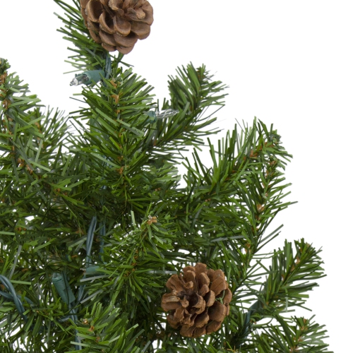 3' Pre-Lit Canadian Pine with Pine Cones Artificial Christmas Tree - Clear Lights