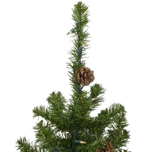 3' Pre-Lit Canadian Pine with Pine Cones Artificial Christmas Tree - Clear Lights