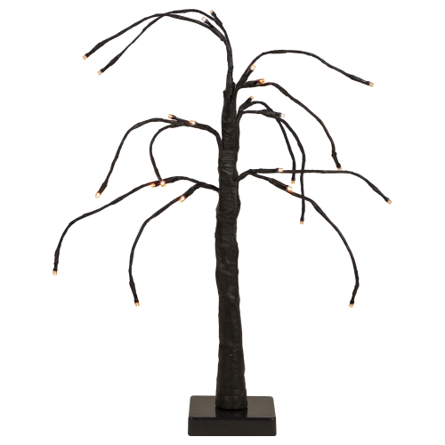 24" LED Lighted Black Weeping Halloween Twig Tree - Orange Lights