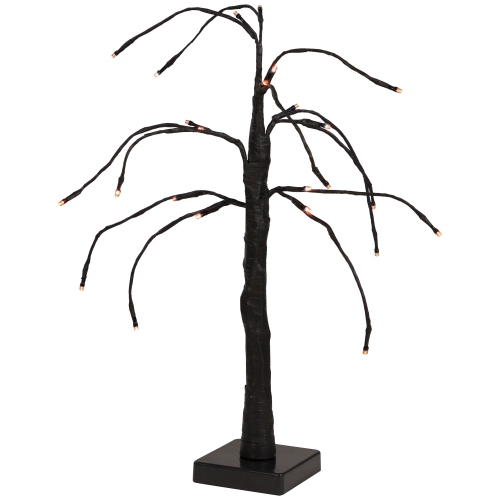 24" LED Lighted Black Weeping Halloween Twig Tree - Orange Lights