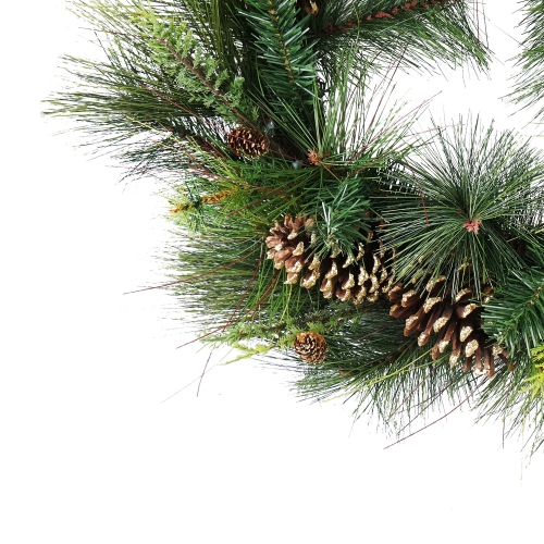 Artificial Mixed Pine with Pine Cones and Gold Glitter Christmas Wreath - 30 -Inch, Unlit