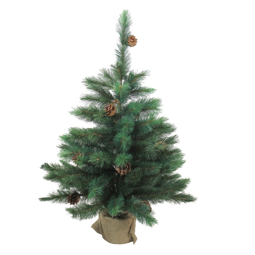NORTHLIGHT  3' Potted Royal Oregon Pine Burlap Base Full Artificial Christmas Tree - Unlit 