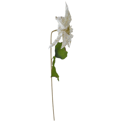 24" White and Gold Artificial Christmas Poinsettia Flower