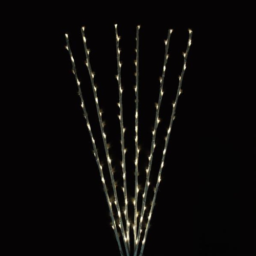 Set of 6 Branch Spray Driveway Pathway Markers - 8 ft, LED Warm White Lights