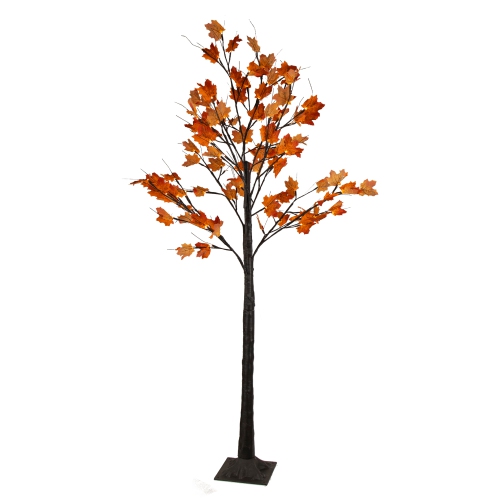 NORTHLIGHT  6' Led Lighted Autumn Harvest Maple Leaf Tree - Warm Lights In White