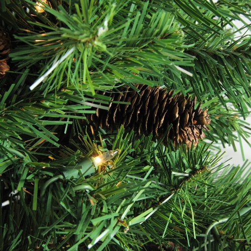 Arbre de Noël artificiel illuminé en pin rouge moyen de 6.5 pi – lumières transparentes