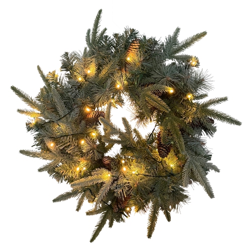 NORTHLIGHT  24" Pre-Lit Artificial Mixed Pine And Pine Cone Christmas Wreath