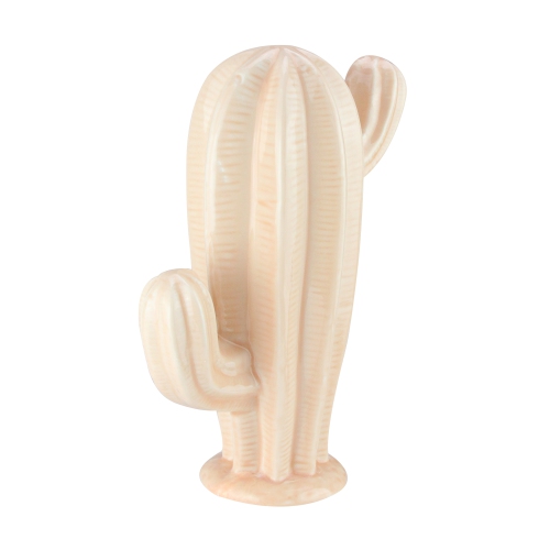 9" Peach Contemporary Textured Stripe Cactus Tabletop Decor