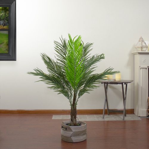 3.75' Potted Phoenix Palm Brown and Green Artificial Christmas Tree - Unlit