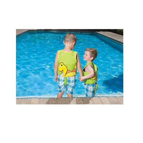 14" Green Intermediate Smiling Dinosaur Unisex Child Swim Vest