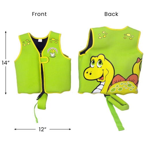 14" Green Intermediate Smiling Dinosaur Unisex Child Swim Vest