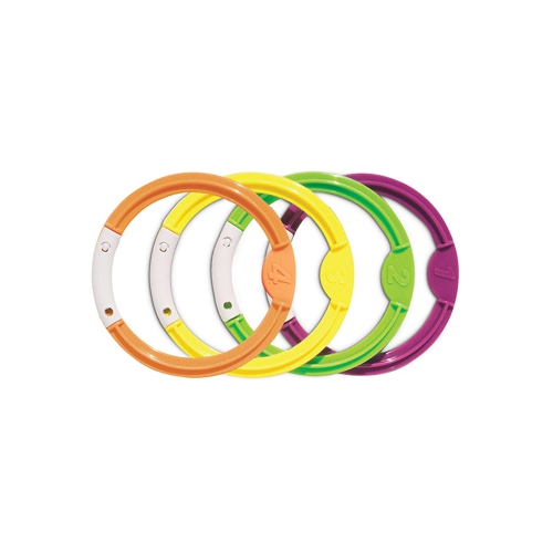 Set of 4 Vibrantly Colored Swimming Pool Dive Rings 6.25"