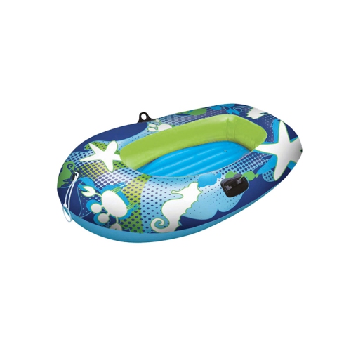 59" Blue and Lime Green Inflatable Aqua Fun Swimming Pool Deep Sea Water Sport Boat Float