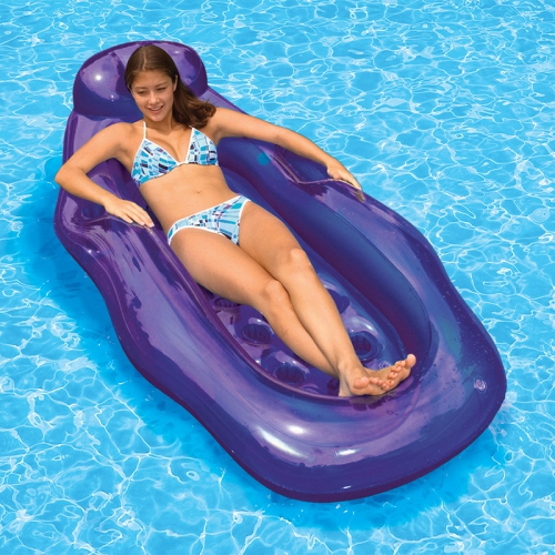 Inflatable Purple Riviera Wet or Dry Swimming Pool Sun Lounge, 76-Inch