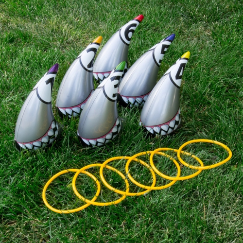 Set of 6 Silver Ring Toss Swimming Pool and Backyard Game 11"