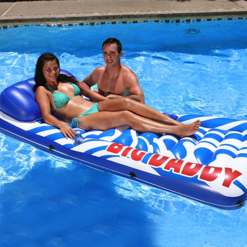 Inflatable Blue and White Swimming Pool Lounge, 82-Inch