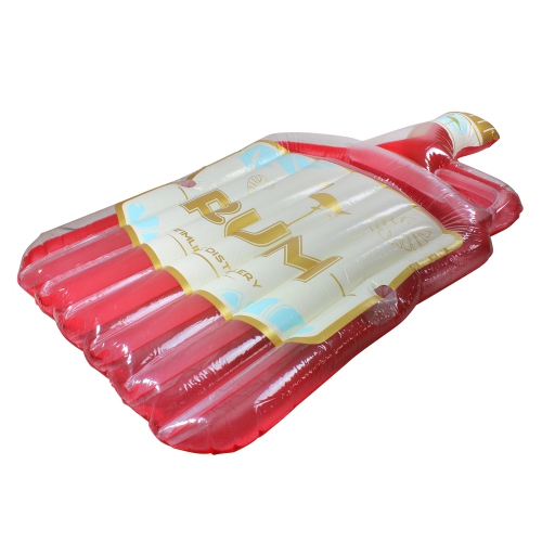 Inflatable Red Rum Bottle Island Lounger Swimming Pool Float, 105-Inch