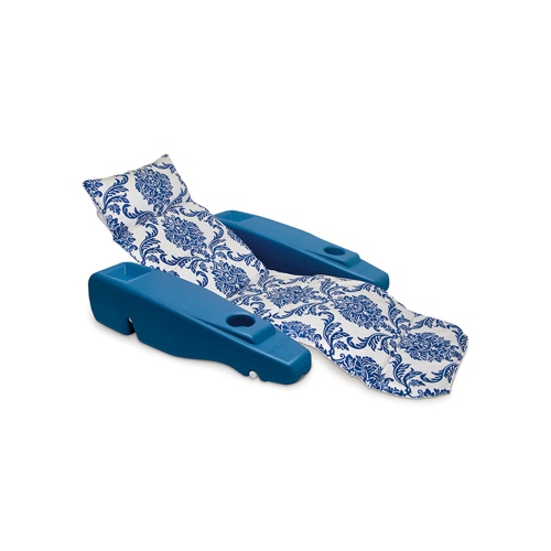 Sapphire Blue and White Adjustable Flourish Floating Swimming Pool Chaise Lounge, 73-Inch