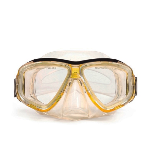 6.25" Malibu Yellow and Clear Pro Mask Swimming Pool Goggles