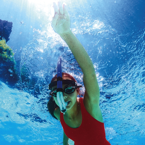 20" Blue and Black Center-Mount Swimming Pool Junior Training Snorkel