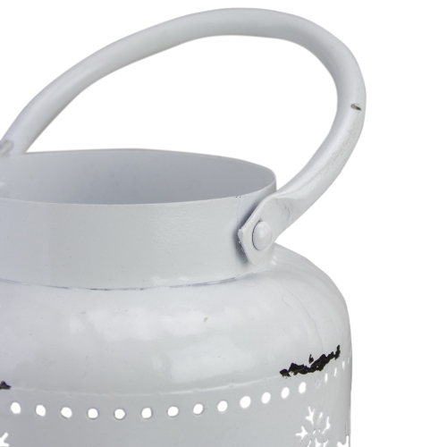 7" White Snowflake Cutout Christmas Candle Lantern