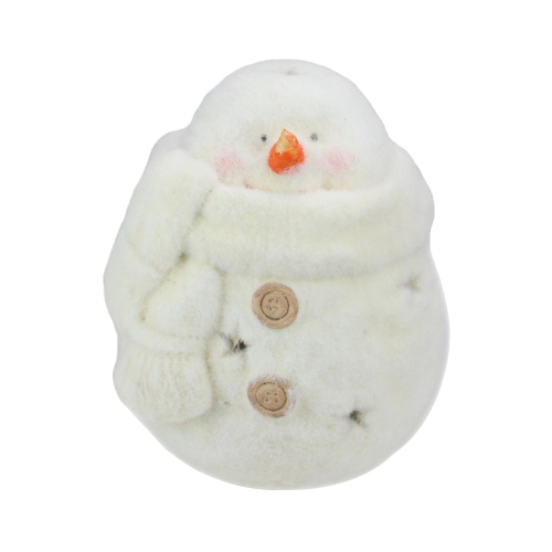 Bonhomme de neige blanc de 10.75 po avec porte-bougie de Noël avec motifs d'étoiles