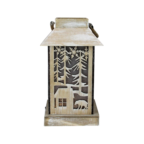 9.5" Lighted Wooden Bear Silhouette Lantern Christmas Decoration