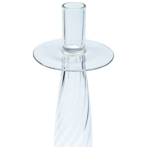 17.5" Transparent Swirled Glass Taper Candle Holder