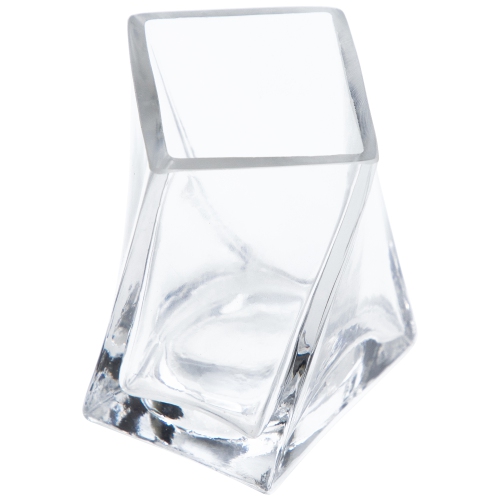 4.25" Dual Purpose Twisted Rectangular Transparent Glass Tea Light Candle Holder