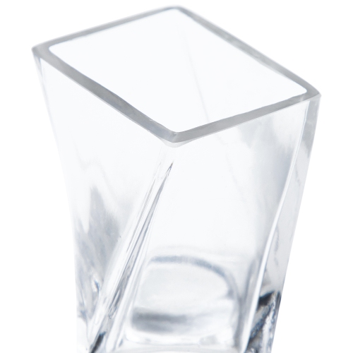 4.25" Dual Purpose Twisted Rectangular Transparent Glass Tea Light Candle Holder