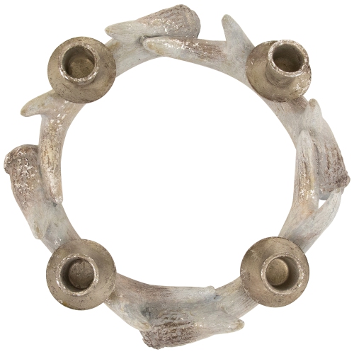 10.25" Silver Distressed Finish Antler Wreath Candle Holder