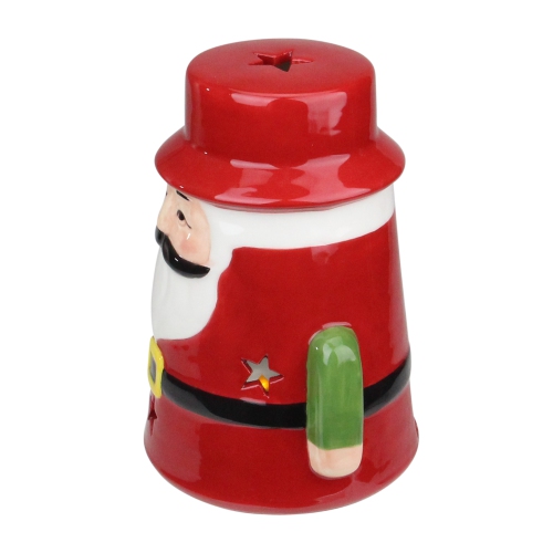 7.25 Red Ceramic Santa Christmas Gnome Tealight Candle Holder