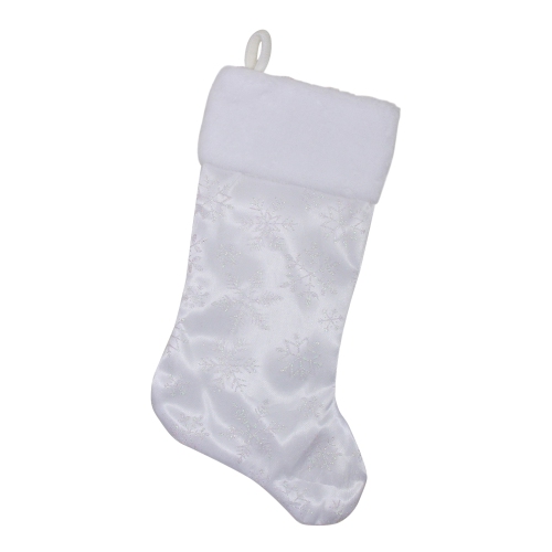 20.5" White Iridescent Glittered Snowflake Christmas Stocking