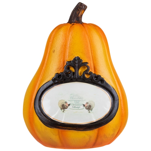 Set of 3 Orange and Black Pumpkin Thanksgiving Tabletop Decors 5.5"