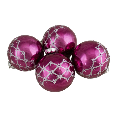 NORTHLIGHT  Set Of 4 Glass Ball Christmas Ornaments 3.25-Inch (80Mm) In Pink