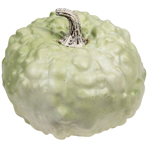 7.5" White Textured Pumpkin Fall Halloween Statue