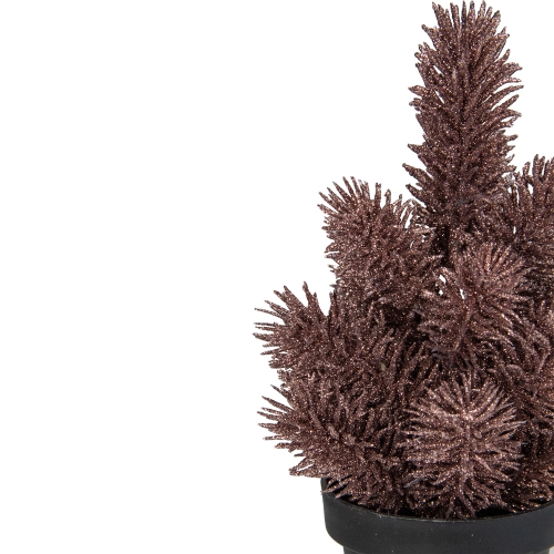 8.5" Rose Gold Potted Glittered Artificial Pine Christmas Tree - Unlit