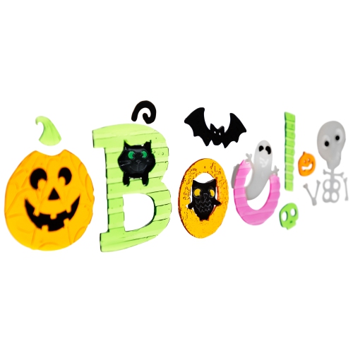 Orange and Green "Boo!" Halloween Gel Window Clings
