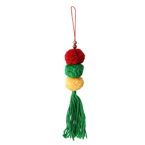 RAZ  10.75" Triple Plush Pom Pom And Fringe Christmas Ornament In Green