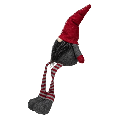 22" Red and Gray Sitting Christmas Gnome Decoration