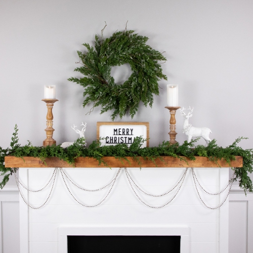 15' x 0.25" Shiny Silver Metallic Faceted Beaded Christmas Garland