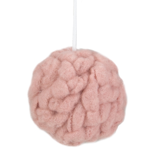 NORTHLIGHT  3.75" Woven Yarn Ball Hanging Christmas Ornament In Pink