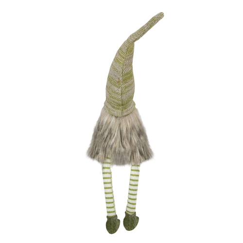 26" Green and Beige Sitting Christmas Gnome Figure