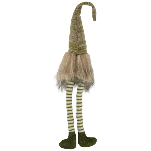 26" Green and Beige Sitting Christmas Gnome Figure