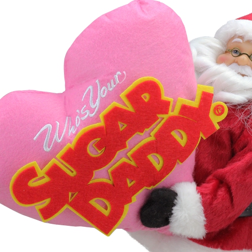12" Red and White Santa Claus Who's Your Sugar Daddy Christmas Tabletop Decoration