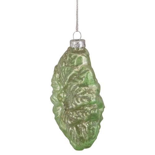 3.75" Green Glittered Poinsettia Flower Glass Christmas Ornament